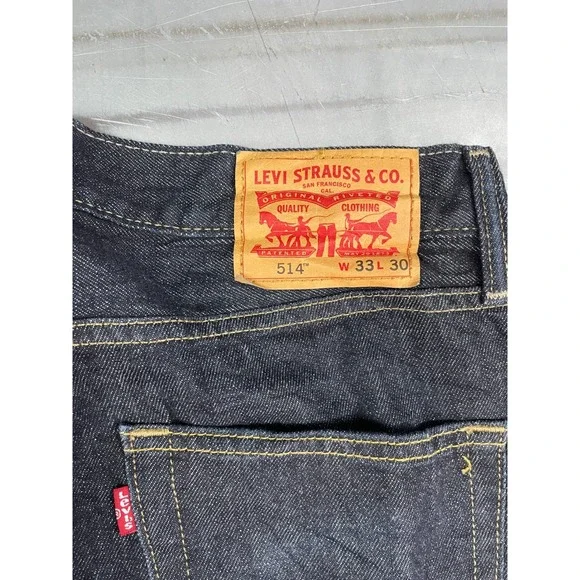 Levis 514 Straight Leg Jeans Mens 33x30 Blue Dark Wash Denim 100% Cotton - Picture 15 of 16